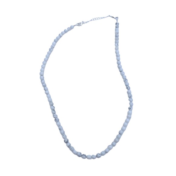White Howlite Beaded Necklace 3064 - Picture 1 of 5